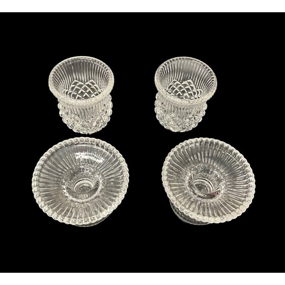 90s PartyLite Williamsburg 4.5" Glass Candle Stick or Votive Holder Set of 2 VTG - Picture 8 of 9